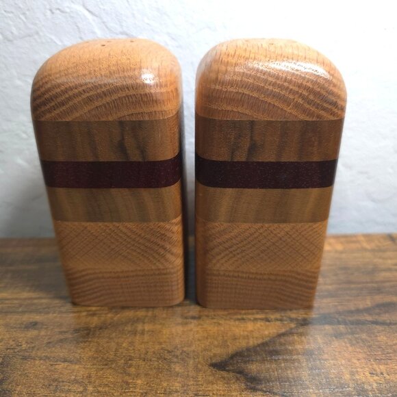 Vintage Don Shoemaker Danish Handcrafted Wooden Salt & Pepper Shaker Set MCM - Picture 4 of 9
